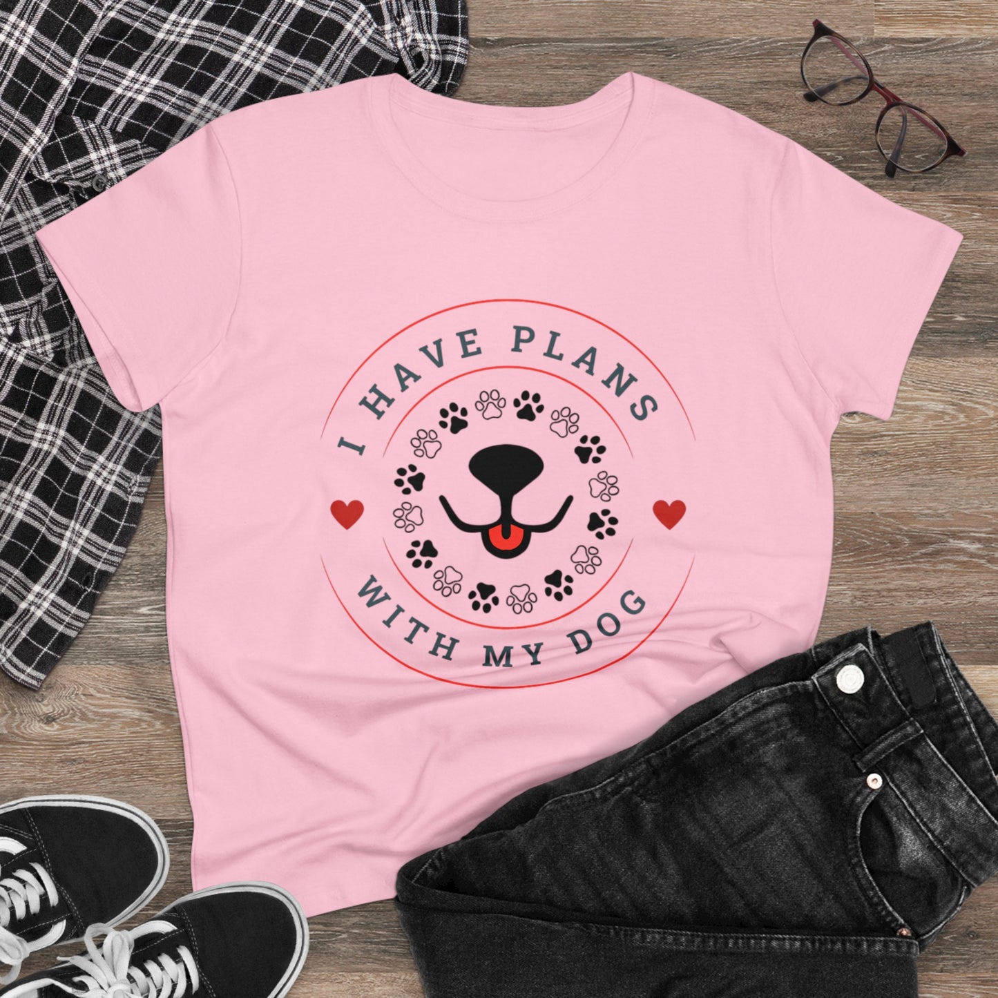 I Have Plans With My Dog Women's Midweight Cotton Tee