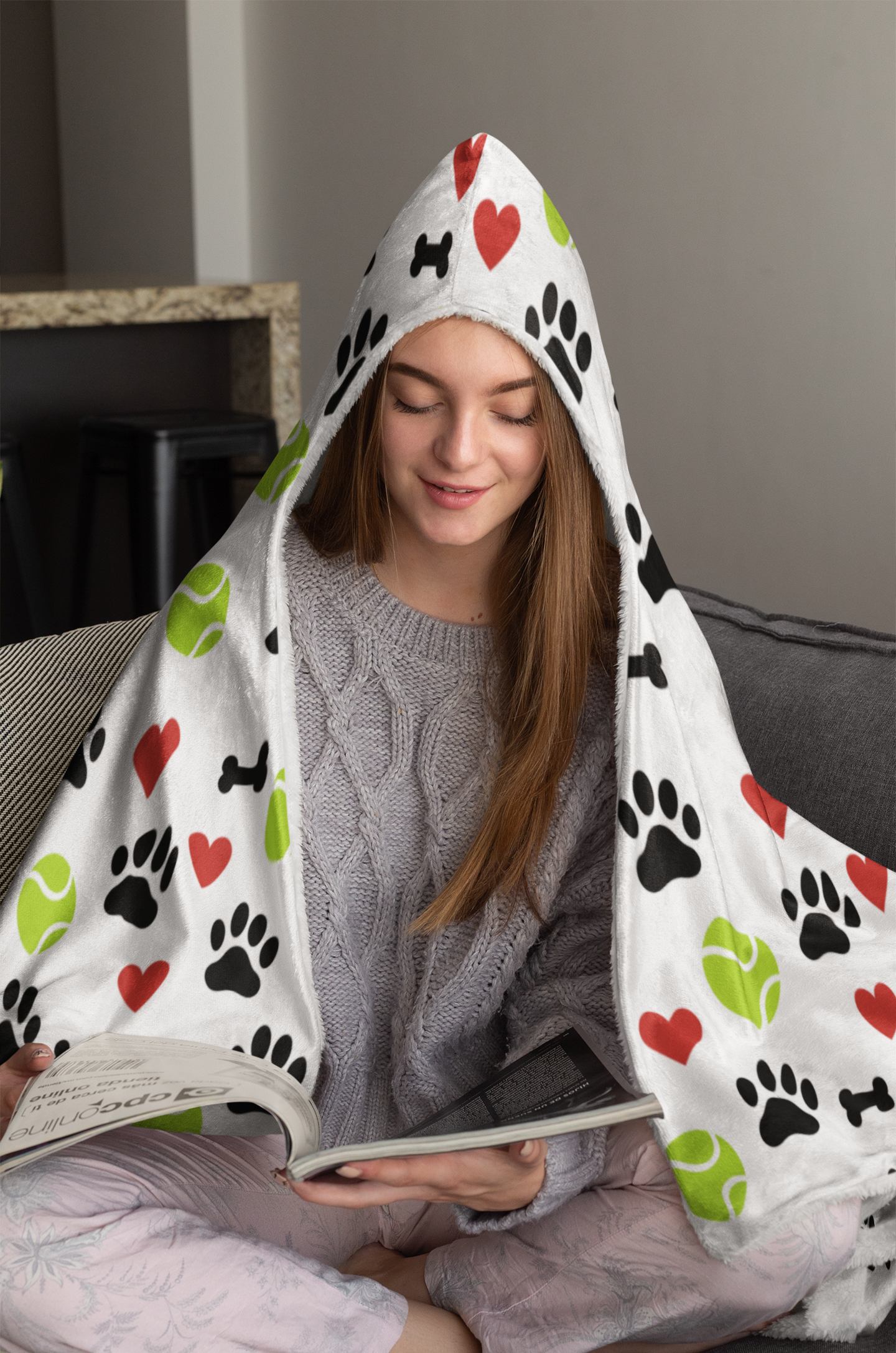 Kids Dog Lover Hooded Blanket/Cover Up