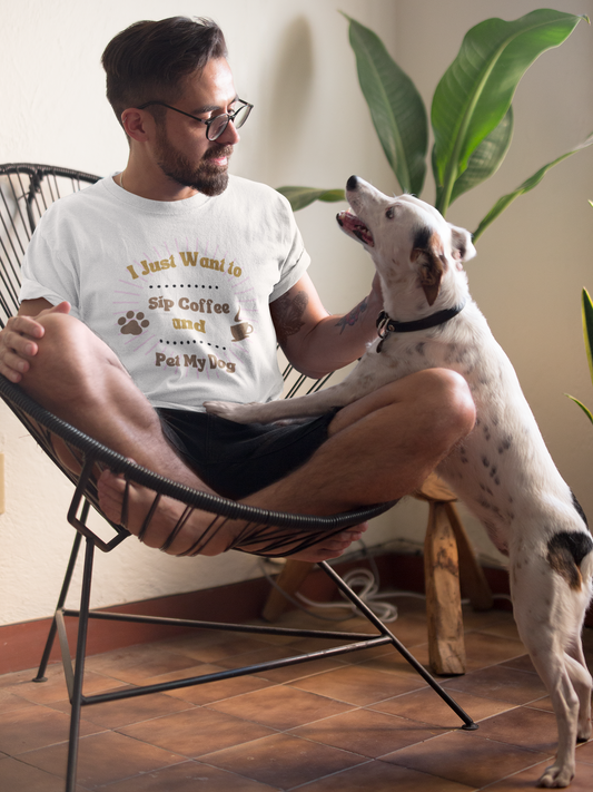 I Just Want to Sip Coffee and Pet My Dog Unisex classic tee