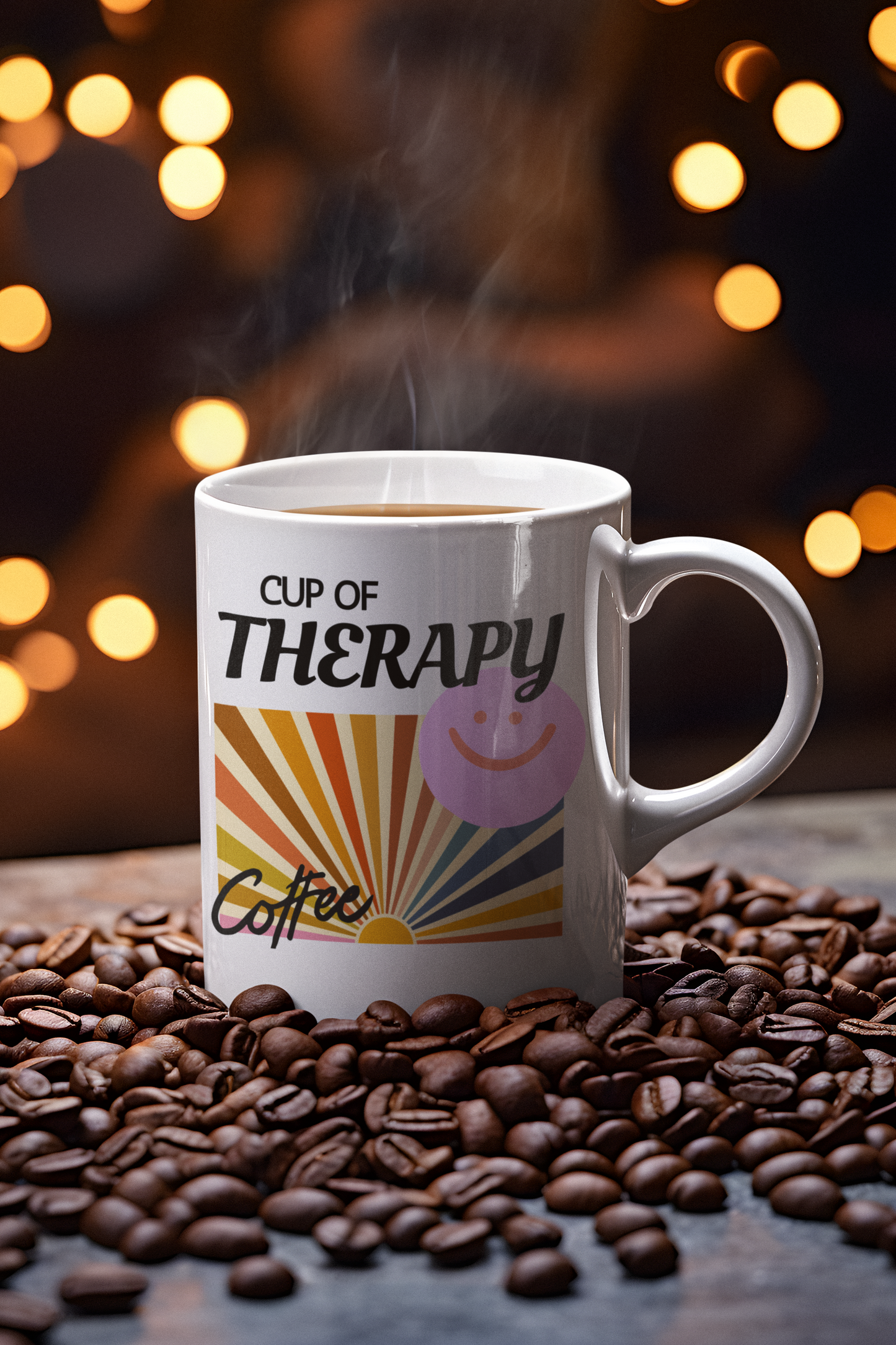 Cup of Therapy White glossy coffee mug