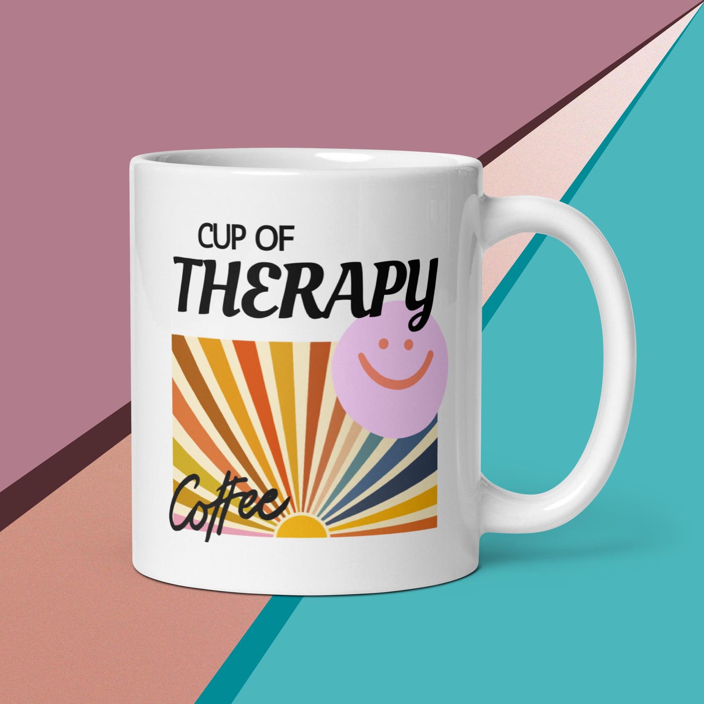 Cup of Therapy White glossy coffee mug