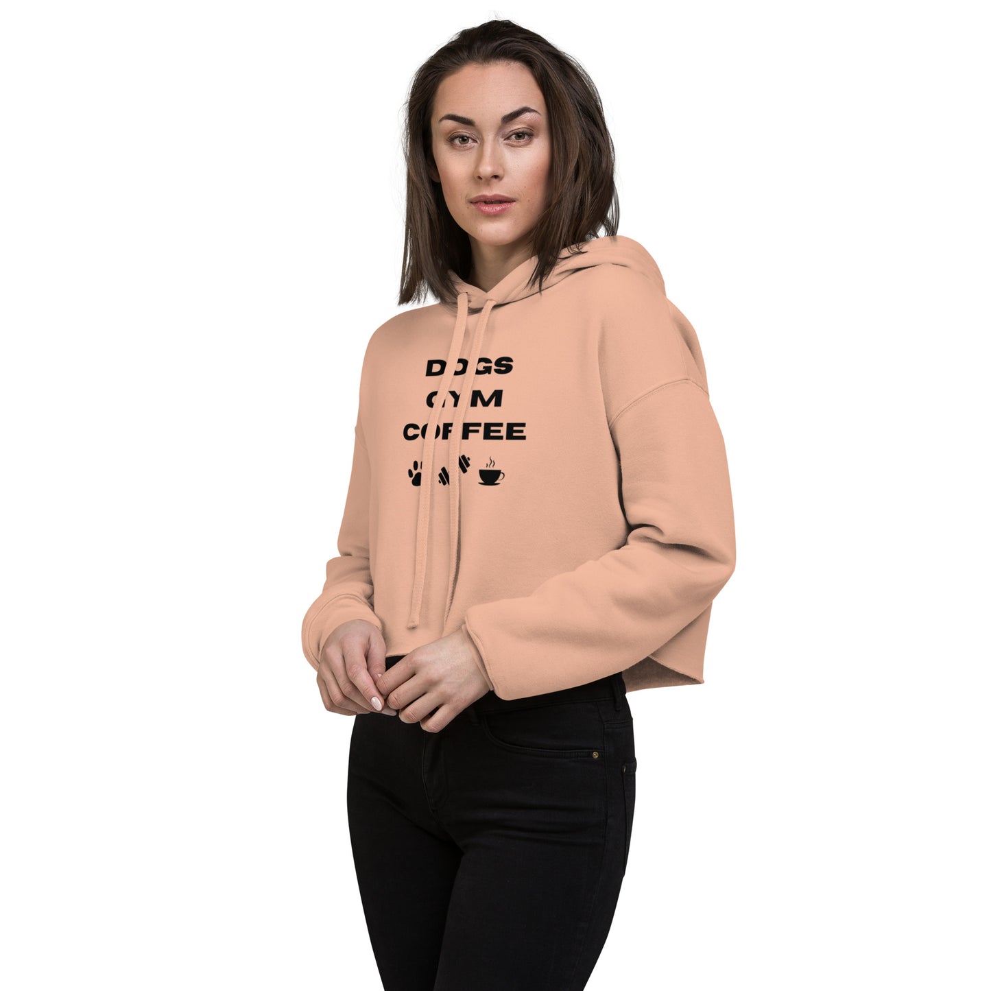 Dogs Gym Coffee Cropped Hoodie